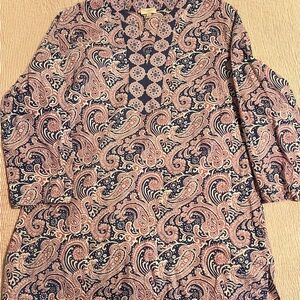 Talbots Pink and Blue Paisley Blouse L
